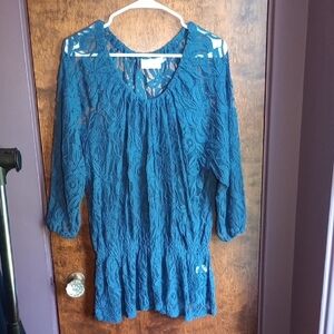 Avenue Blue Lace Tunic Top Size 26 28 4x
